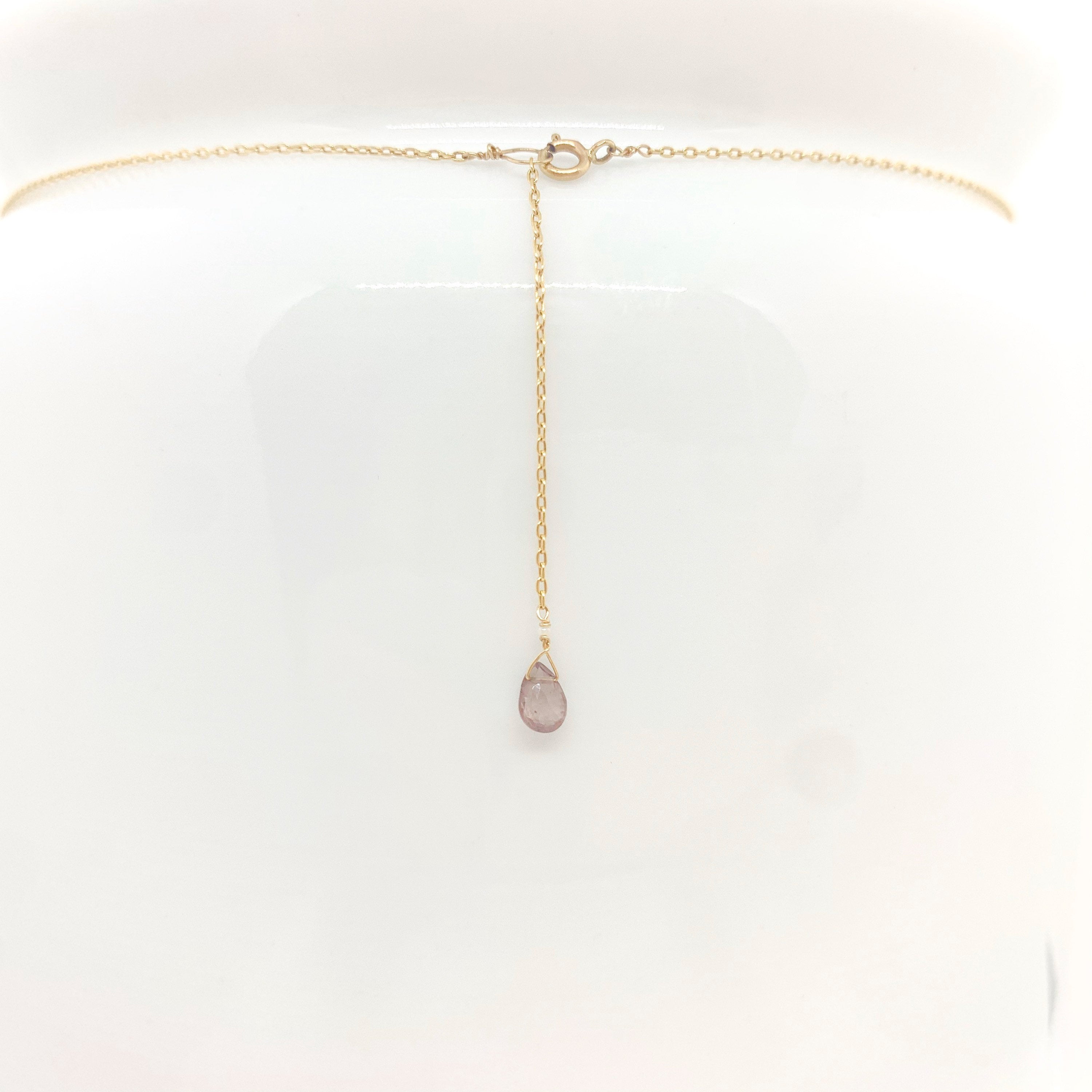 14k Gold Chain Necklace w/ 18k Gold Diamond Pendant & Champagne Diamond