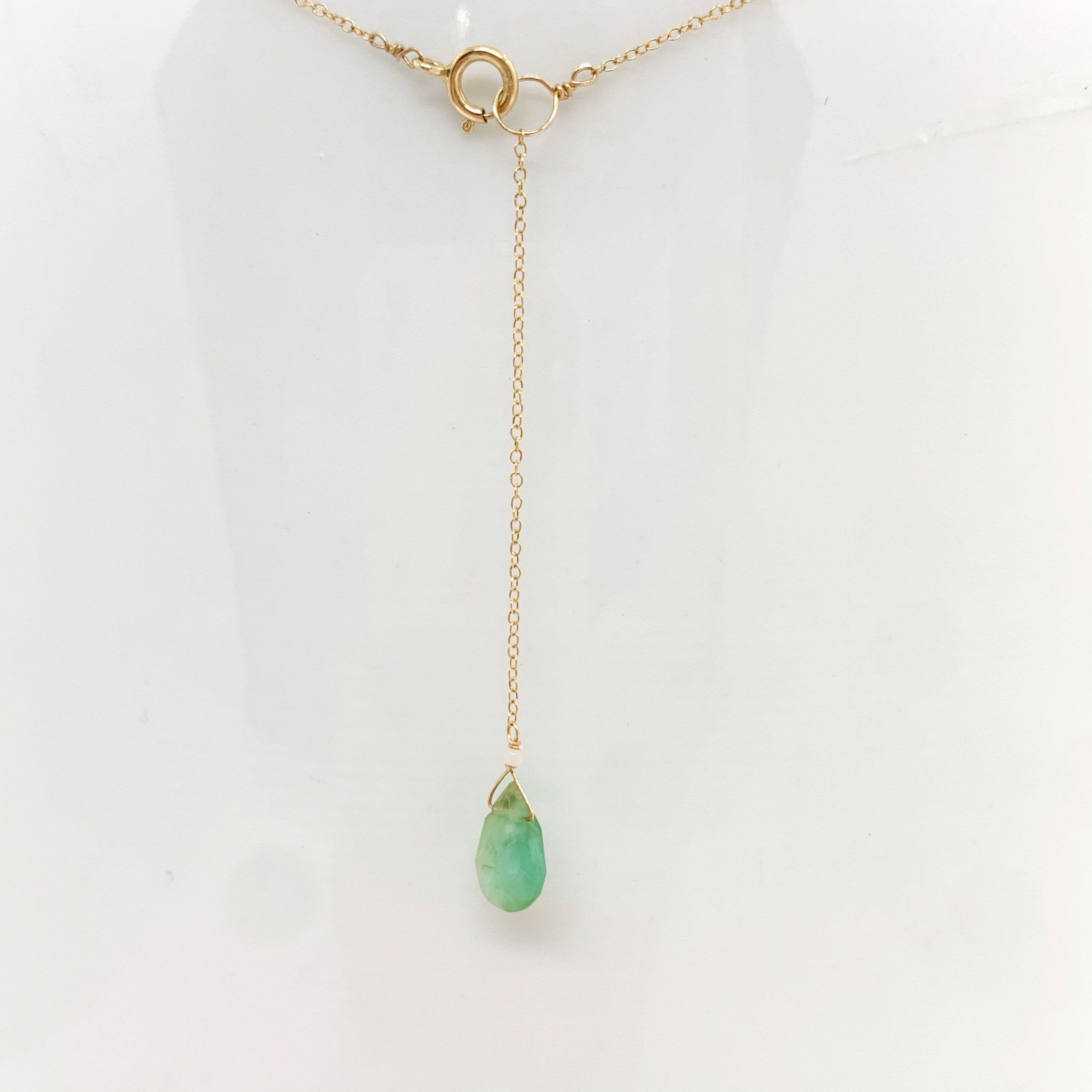 14k Gold Chain Necklace w/ Turquoise Drop & 18k Gold Nugget