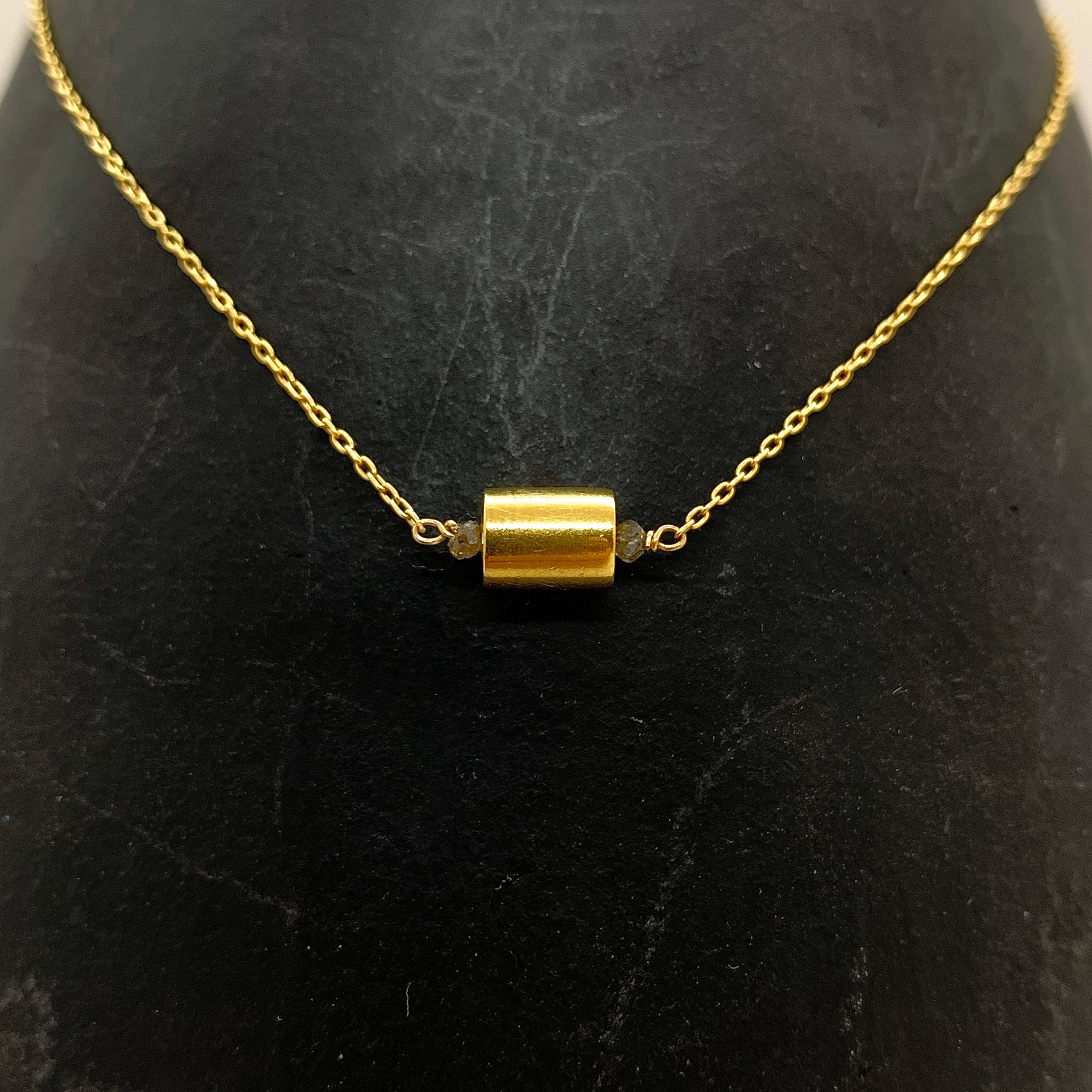 14k Gold Chain Necklace w/ 18k Gold Pendant & Diamonds