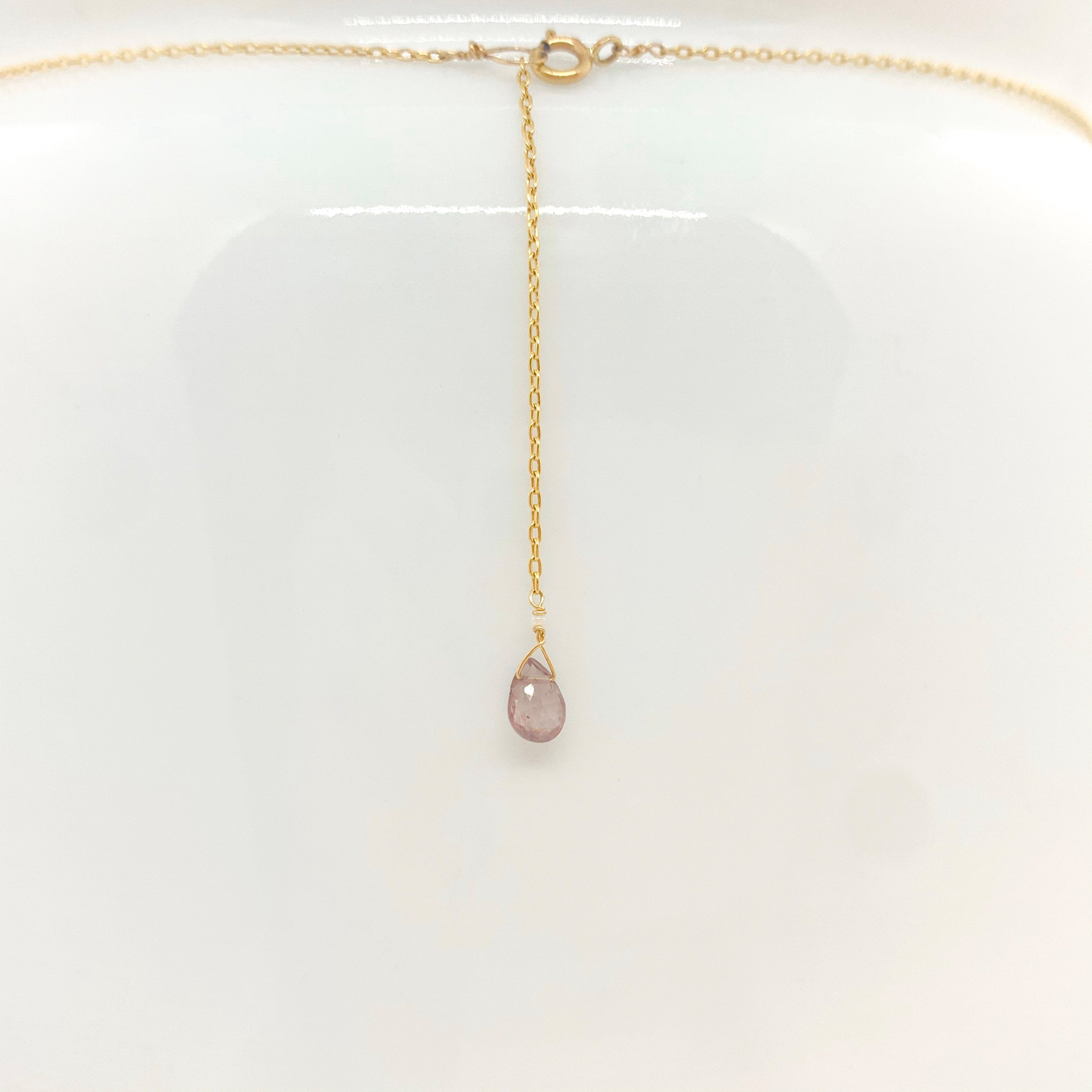 14k Gold Chain Necklace w/ 18k Gold Diamond Pendant & Champagne Diamond