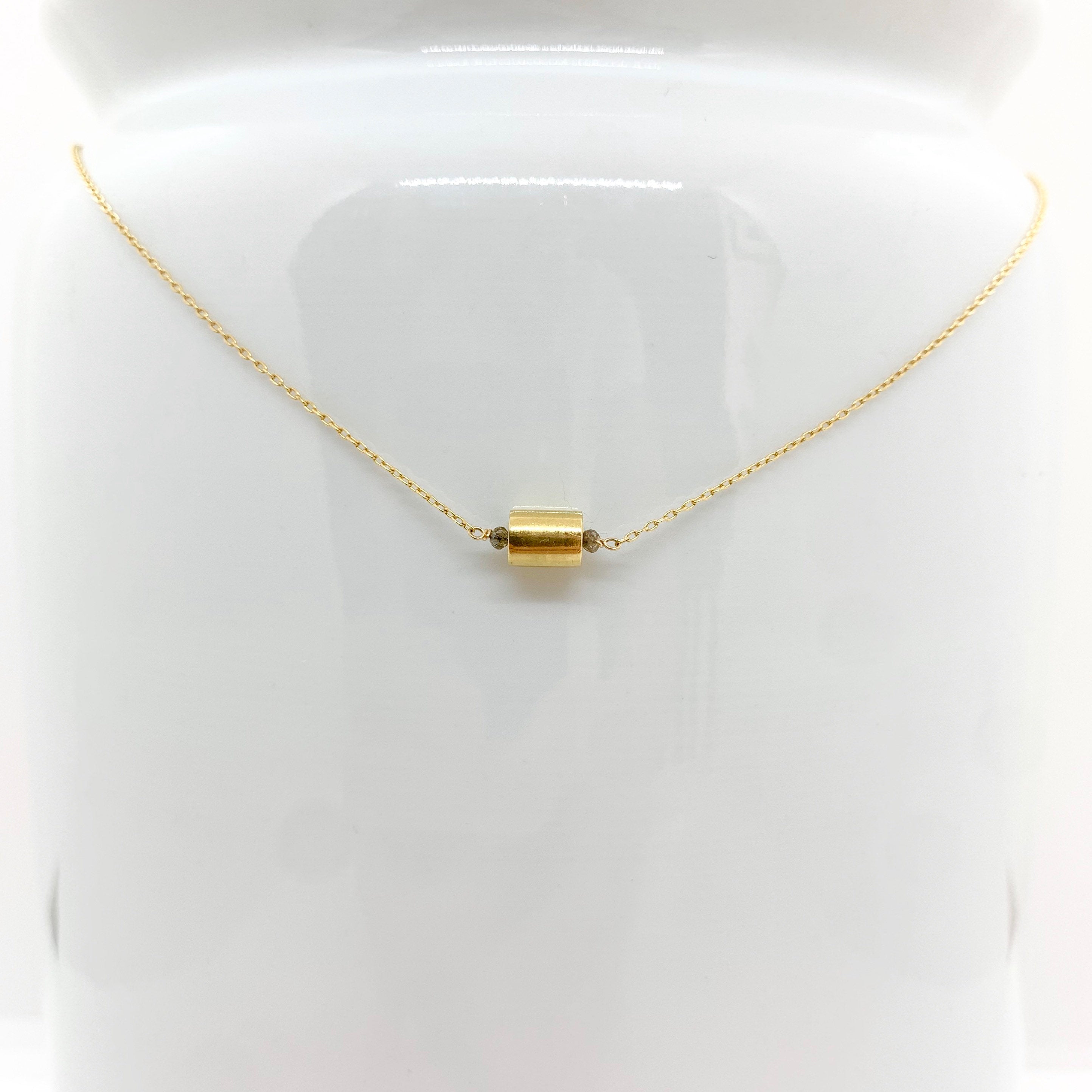14k Gold Chain Necklace w/ 18k Gold Pendant & Diamonds