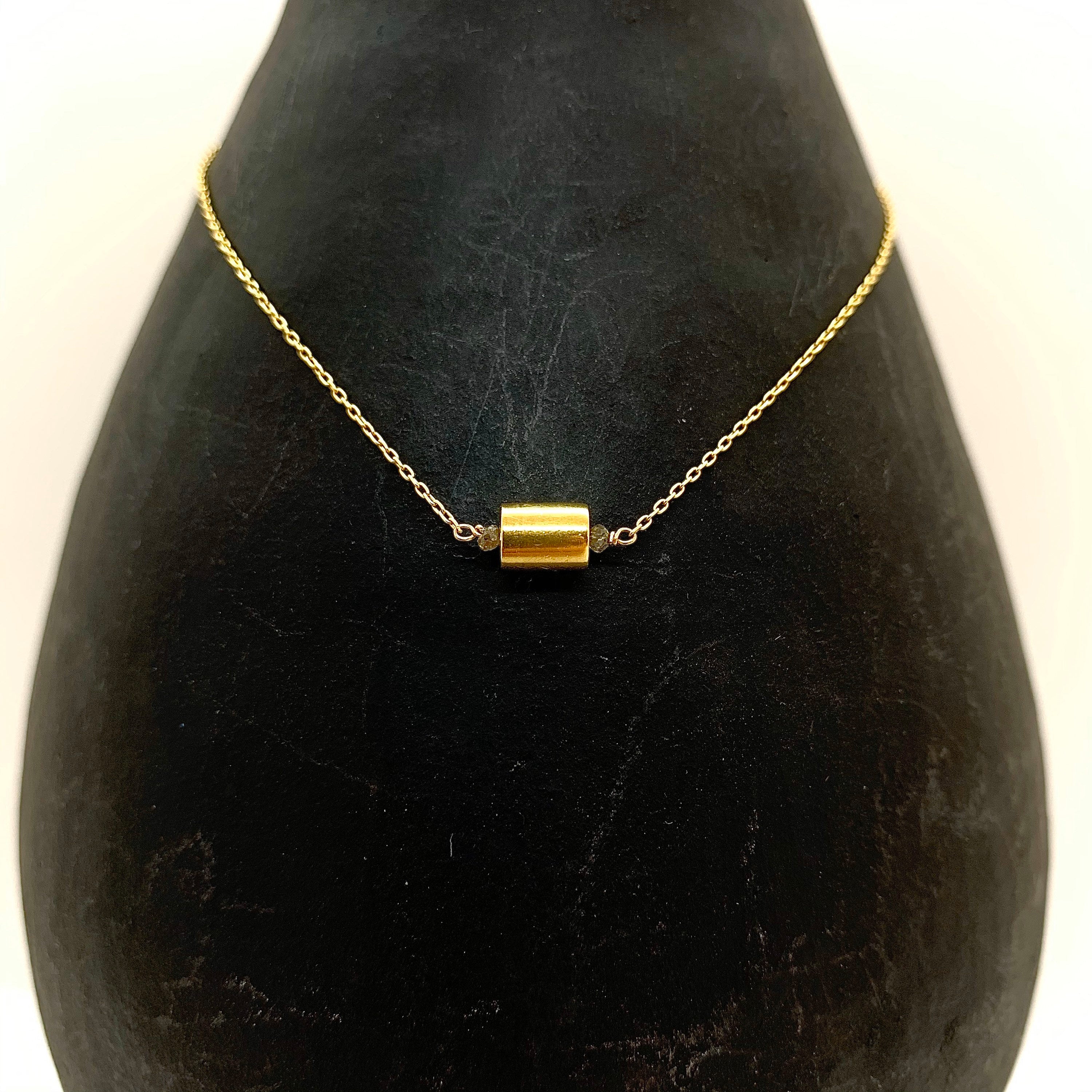 14k Gold Chain Necklace w/ 18k Gold Pendant & Diamonds