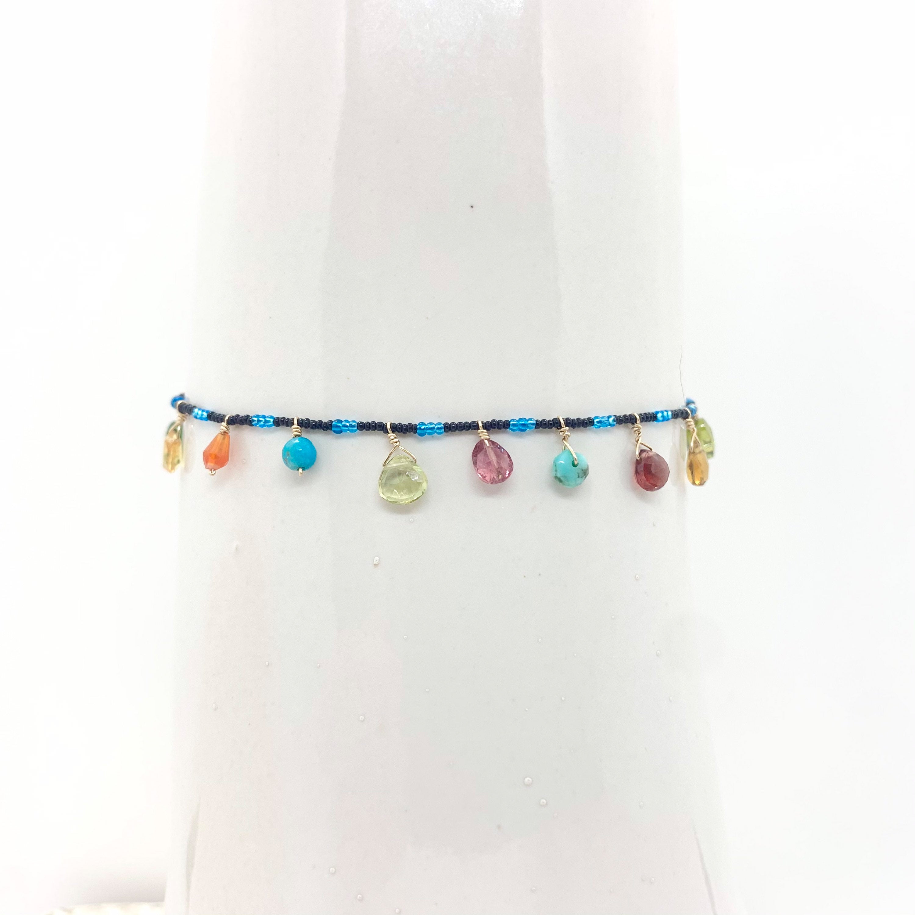 String Beaded Bracelet w/ Precious Stones, Semi-Precious Stones & Antique Italian Beads