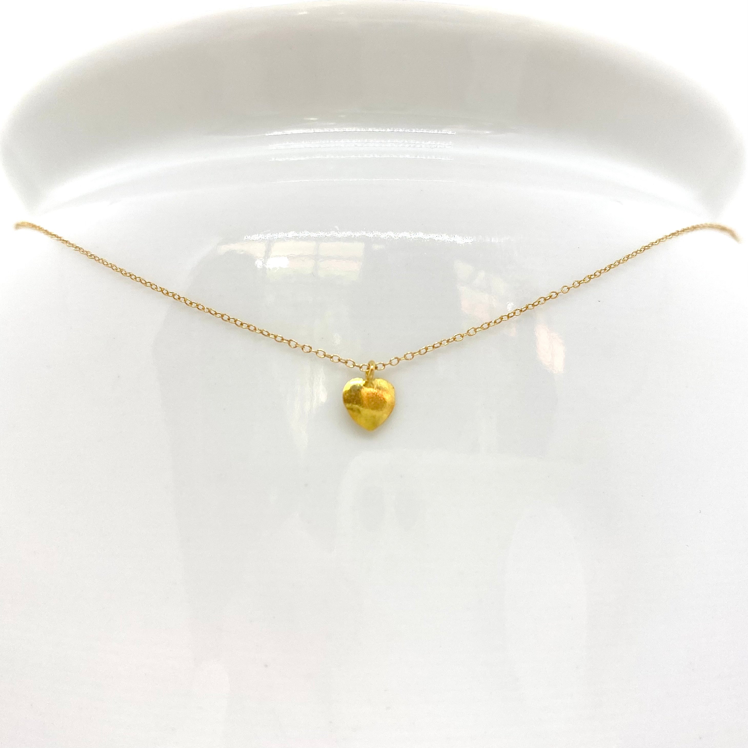14k Gold Chain Necklace w/ 18k Gold Heart Pendant