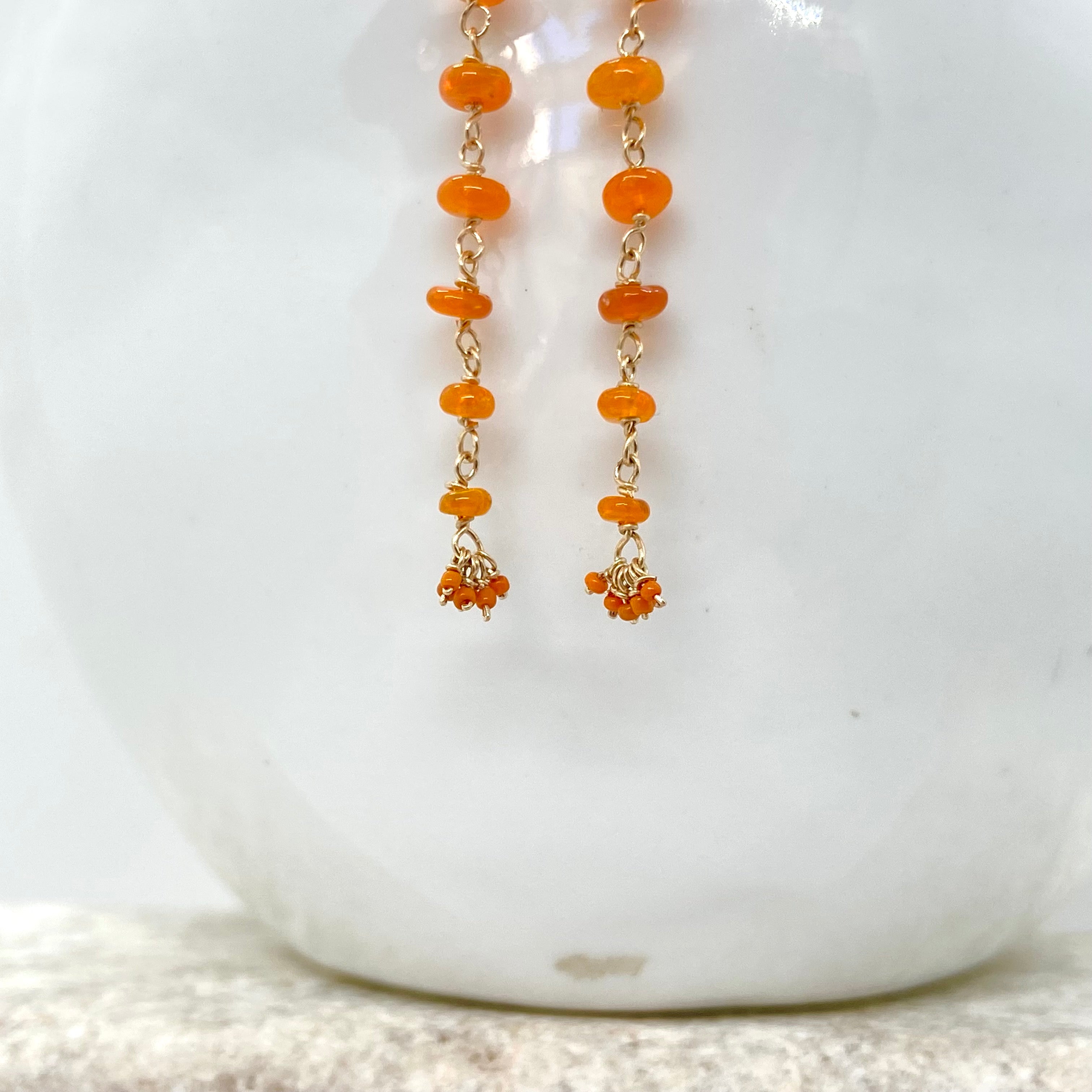 14k Gold Earrings w/ Opal, Afghan Turquoise & Antique Italian Beads