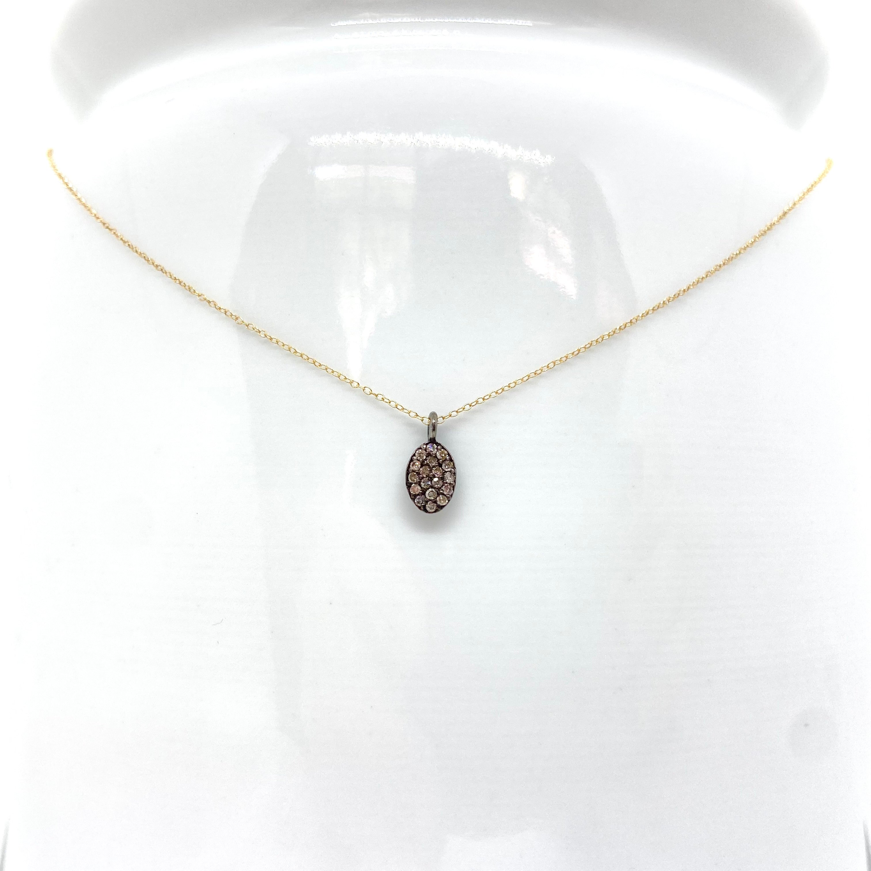 14k Gold Chain Necklace w/ Sterling Silver Diamond Pendant