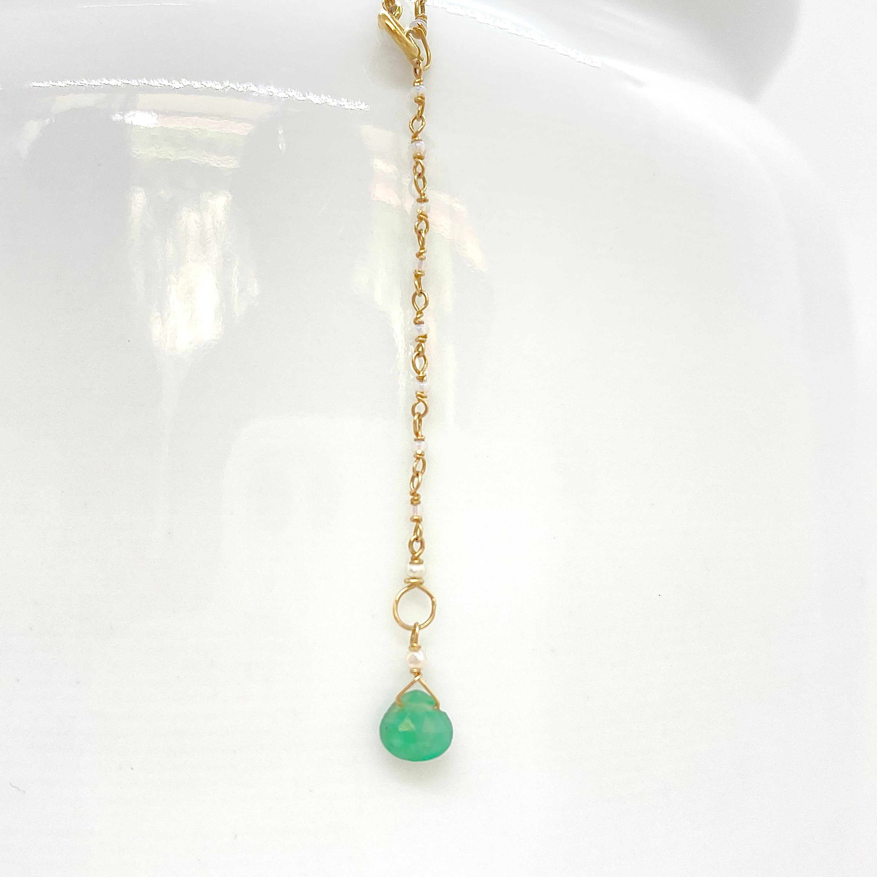 14k Gold Chain Necklace w/ 18k Gold Emerald Pendant & 18k Gold Nugget