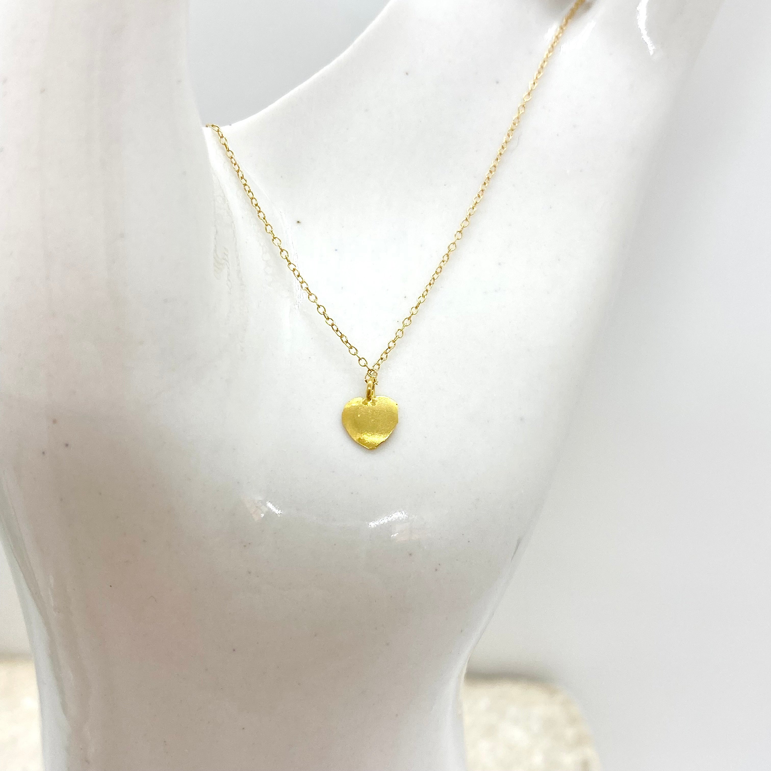 14k Gold Chain Necklace w/ 18k Gold Heart Pendant