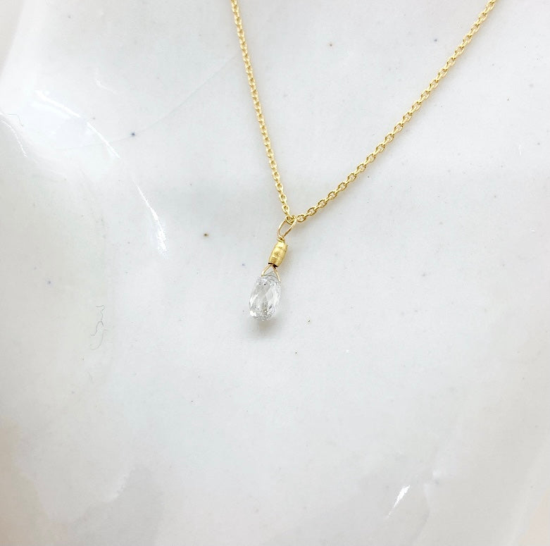 14k Gold Chain Necklace w/ Diamond & 18k Gold Nugget