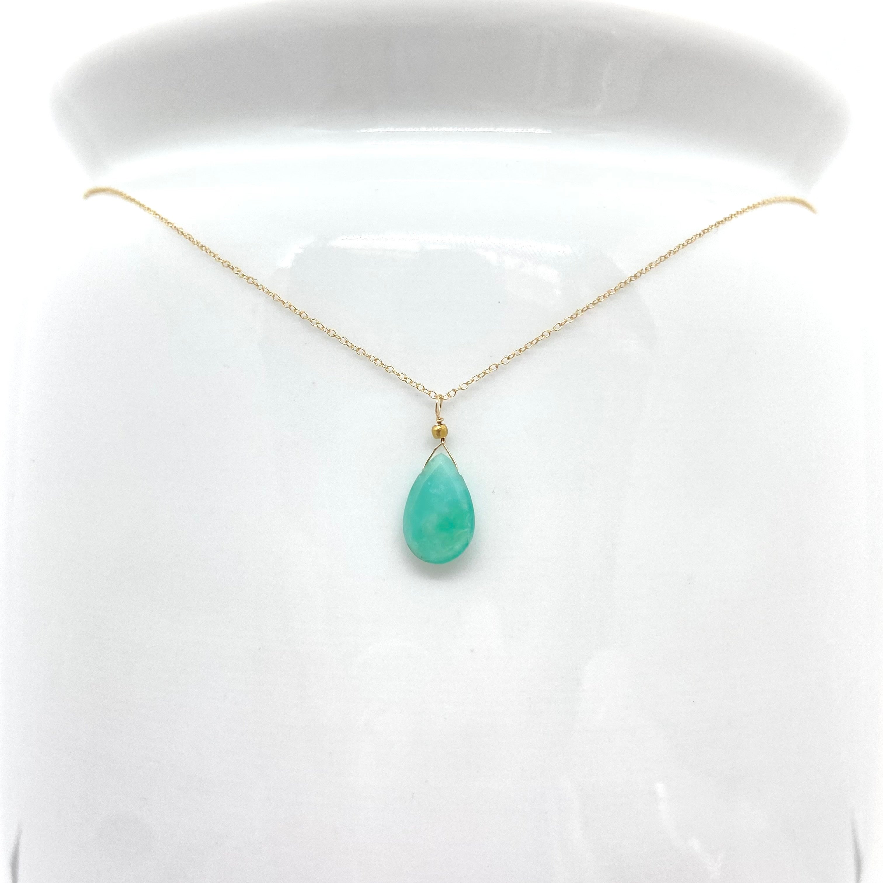 14k Gold Chain Necklace w/ Opal & 18k Gold Nugget