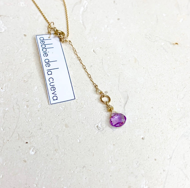 14k Gold Choker Necklace w/ 18k Gold Diamond Pendant, Amethyst, Freshwater Pearls, 18k Gold Daisy, Diamonds & Antique Italian Beads