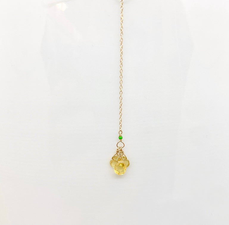 14k Gold Chain Necklace w/ 18k Gold Emerald Pendant
