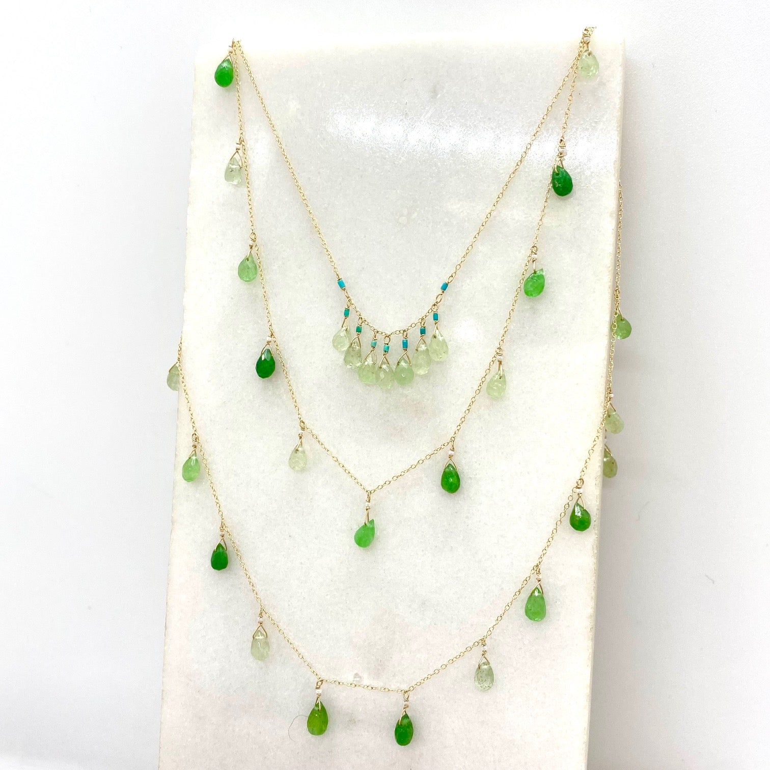 14k Gold Chain Necklace w/ Tsavorite