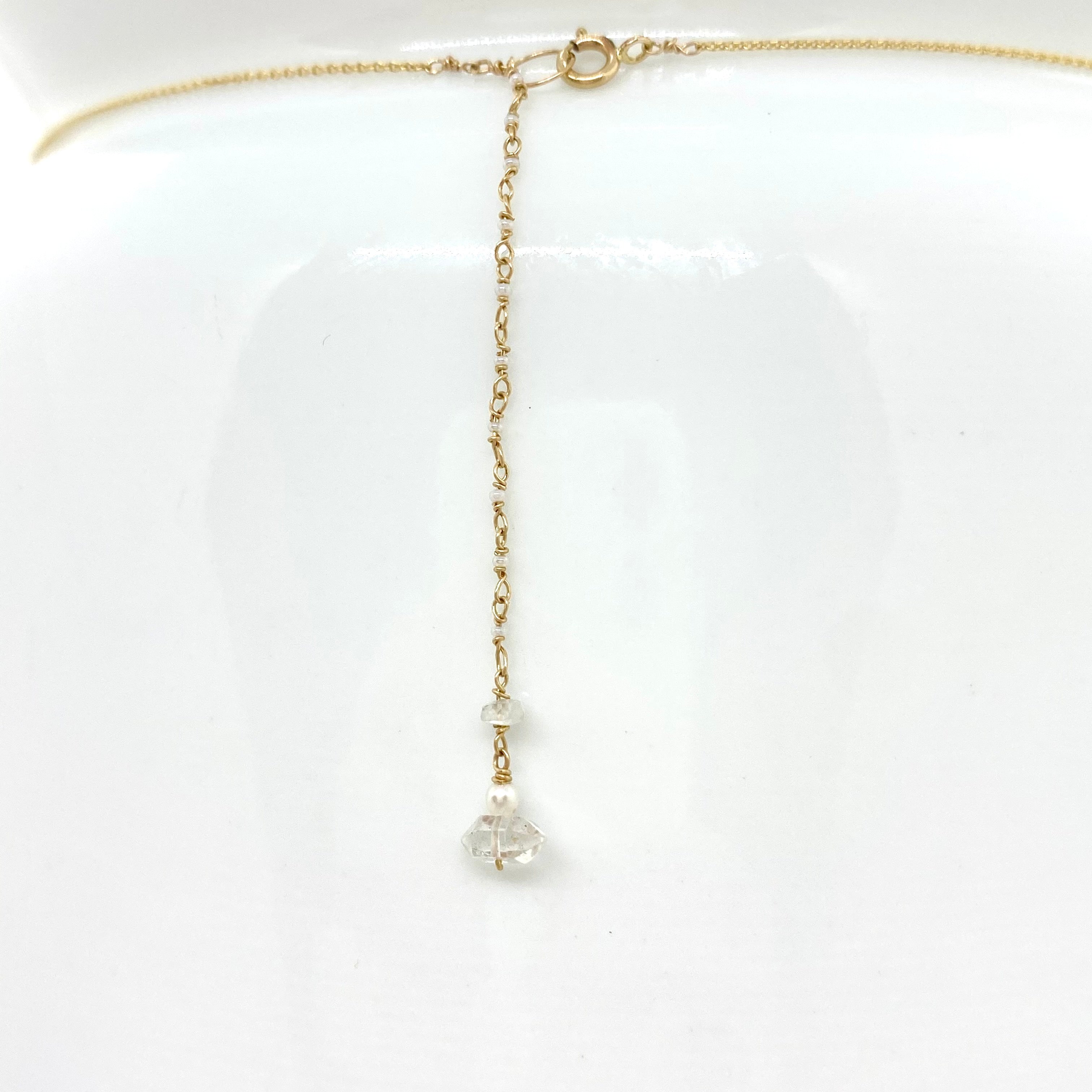 14K Gold Chain Necklace w/ 18k Gold Diamond Pendant & Diamonds