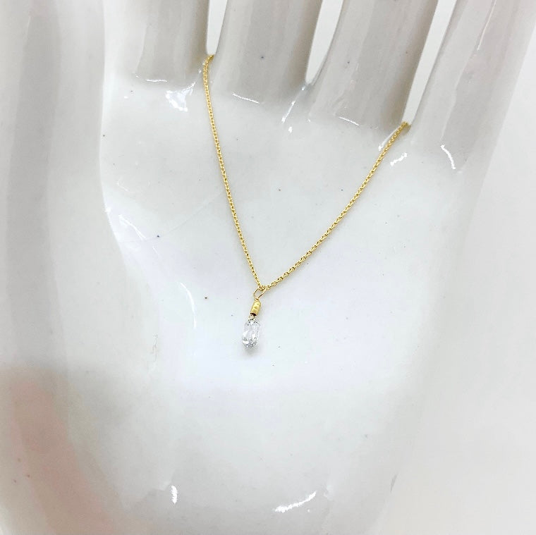 14k Gold Chain Necklace w/ Diamond & 18k Gold Nugget