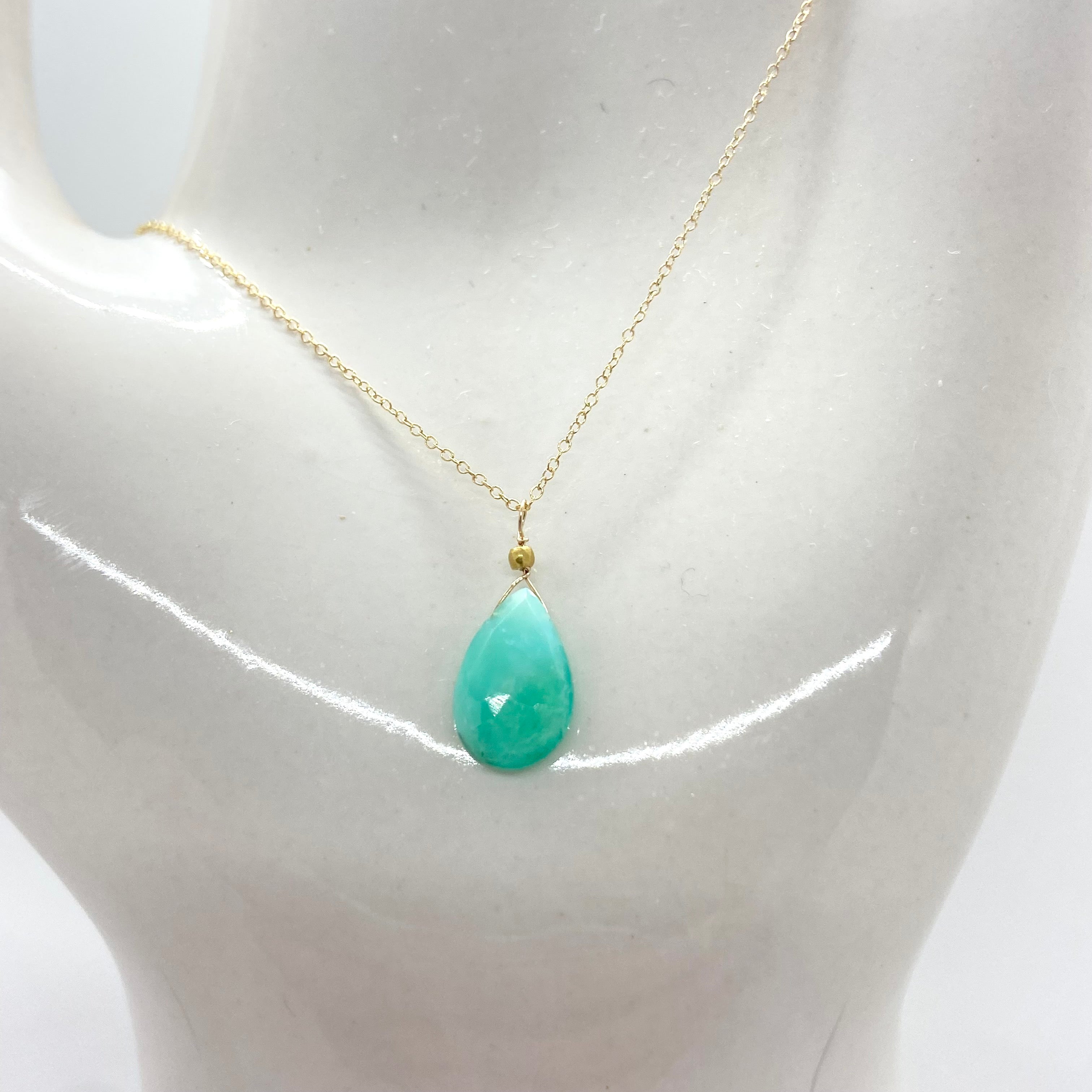 14k Gold Chain Necklace w/ Opal & 18k Gold Nugget