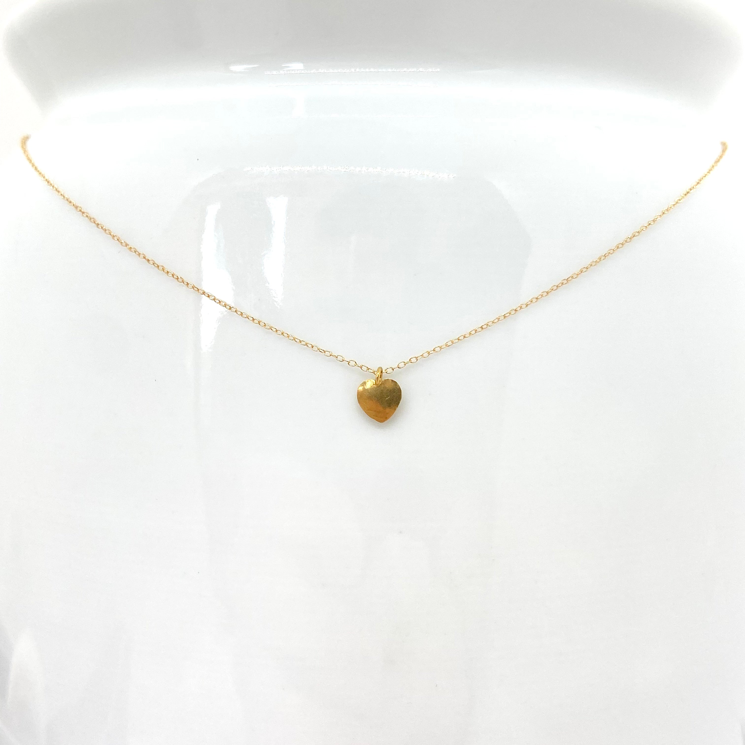 14k Gold Chain Necklace w/ 18k Gold Heart Pendant