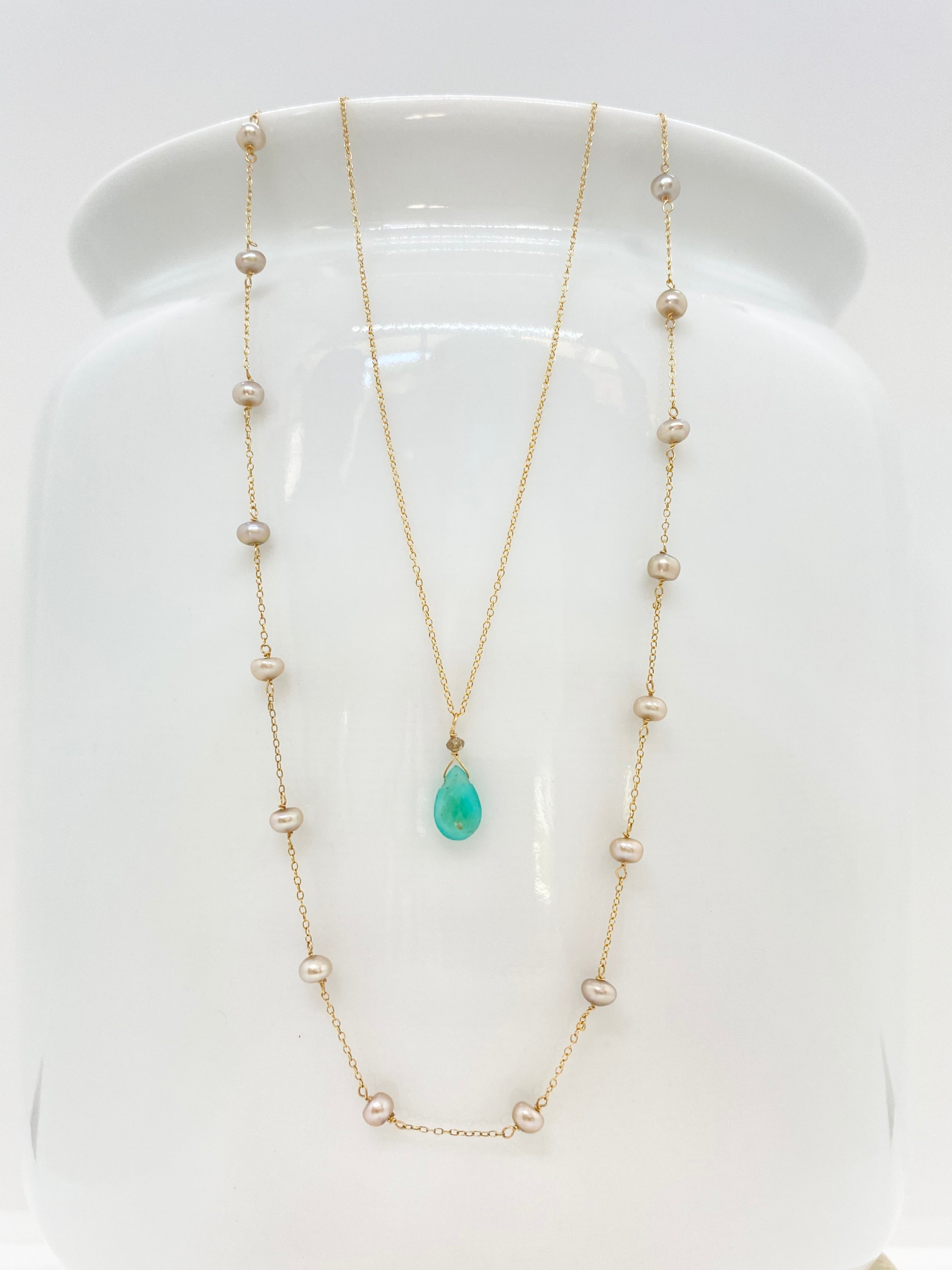 14k Gold Chain Necklace w/ Freshwater Pearls