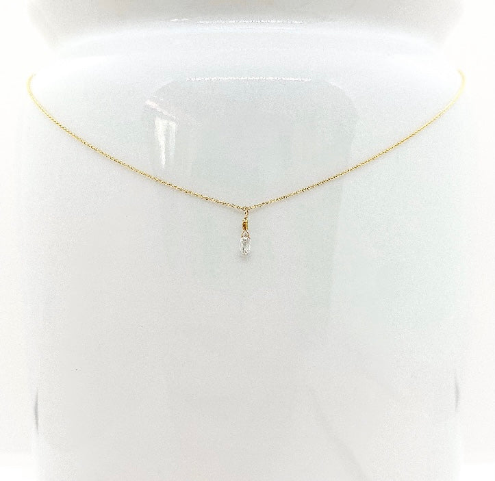14k Gold Chain Necklace w/ Diamond & 18k Gold Nugget