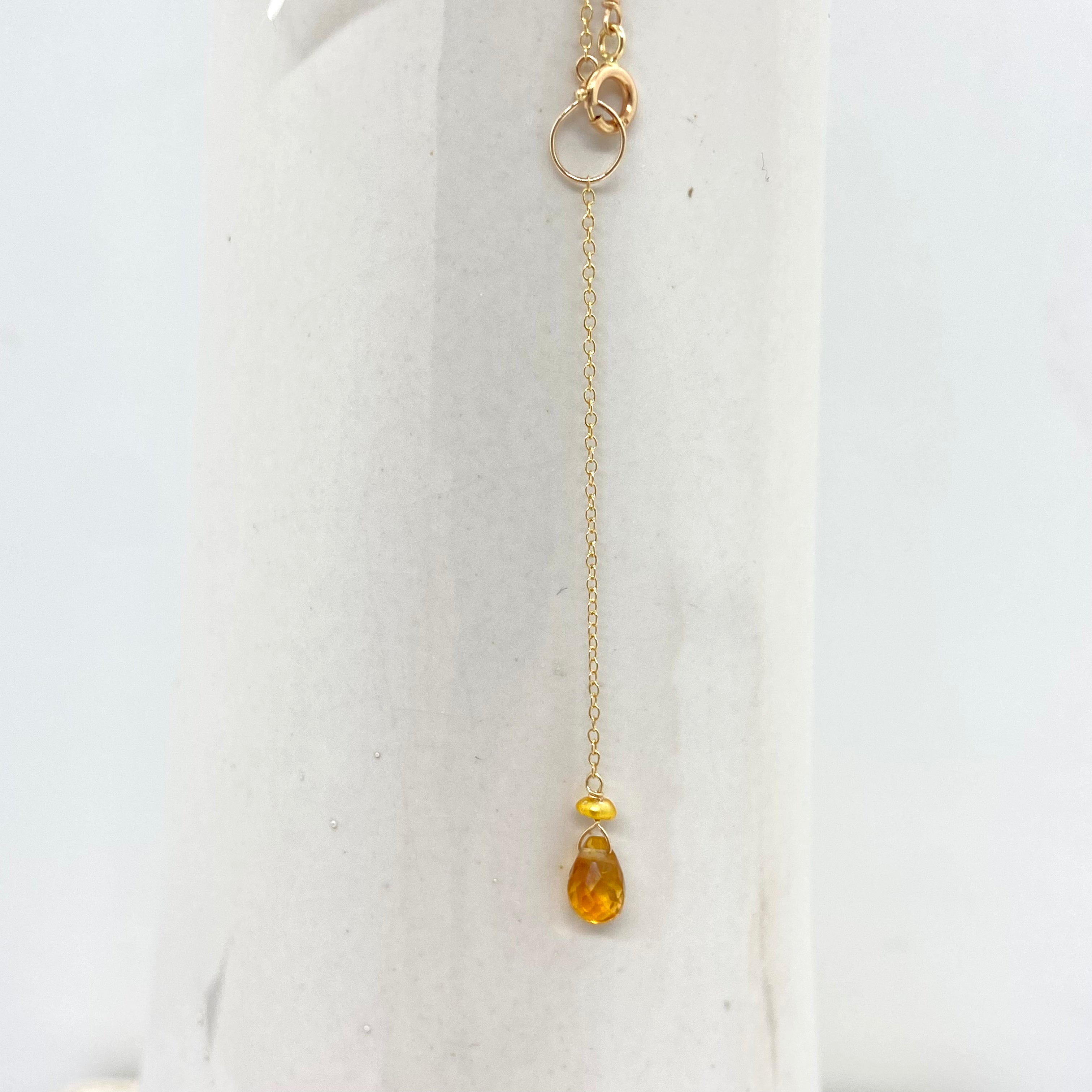 14k Gold Chain Necklace w/ Black Diamond & 18k Gold Nugget